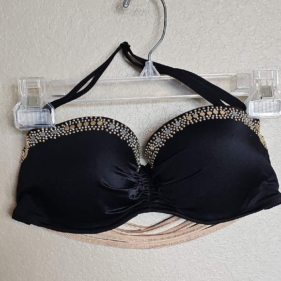Victoria's Secret Other - Victoriassecret 34D Black and Gold Women's Strapless Halter Bikini Swim Top